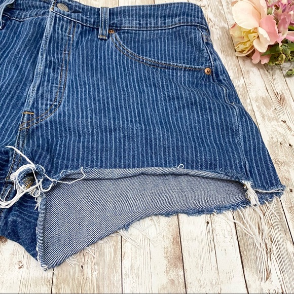 Levi’s 501 Vertical Stripes Cutoff Denim Shorts 31 - Picture 11 of 14